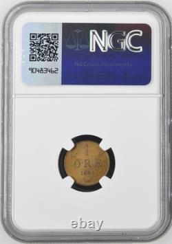 1886 SWEDEN ORE NGC MS 64 RB Certified Coin