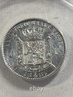 1887 Belgium 1 Francs Silver Coin Graded AU 58 Details Cleaned by ANACS