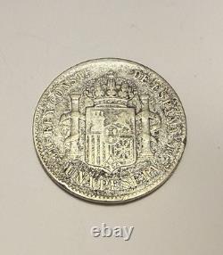 1889 MP M SPAIN UN PESETA RARE DATE CHOICE VF Details Baby Head