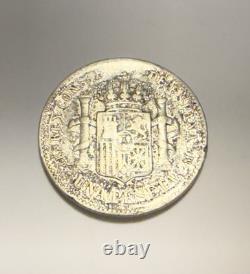 1889 MP M SPAIN UN PESETA RARE DATE CHOICE VF Details Baby Head