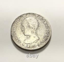 1889 MP M SPAIN UN PESETA RARE DATE CHOICE VF Details Baby Head