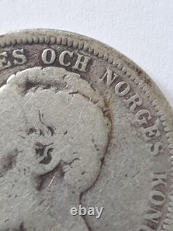 1889 Sweden rare variant 1 Krona Oscar II lock of hair below NO