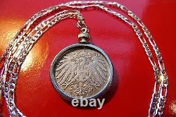 1890-1916 IMPERIAL GERMAN EAGLE COIN PENDANT 28 Sterling Silver Link Chain