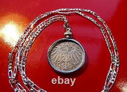 1890-1916 IMPERIAL GERMAN EAGLE COIN PENDANT 28 Sterling Silver Link Chain