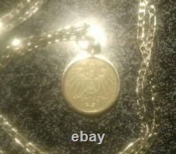 1890-1916 IMPERIAL GERMAN EAGLE COIN PENDANT 28 Sterling Silver Link Chain