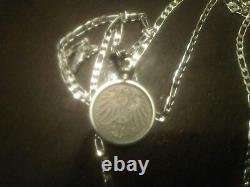 1890-1916 IMPERIAL GERMAN EAGLE COIN PENDANT 28 Sterling Silver Link Chain