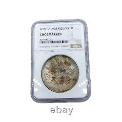 1891 CA MM Mexico 8 Reales Chopmarked NGC Beautifully Toned! Concaved Coin