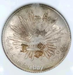 1891 CA MM Mexico 8 Reales Chopmarked NGC Beautifully Toned! Concaved Coin