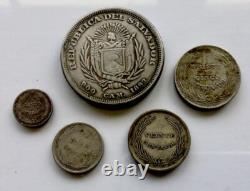 1892-93-1911 5 Coin Lot El Salvador Silver
