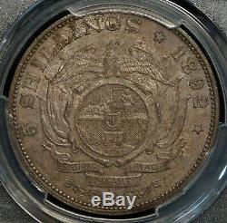 1892 South Africa 5 Shillings Double Shaft PCGS MS63 UNC Rare Silver World Coin