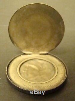 1893 WORLD'S FAIR OPIUM COIN BOX Columbian Exposition Sterling Silver Hinged