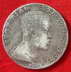 1895 Ethiopia 1 Birr Silver Coin Menelik II Rare African Crown KM#? 19