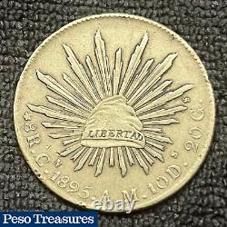 1895 Mexico 8 Reales Cn Am Culiacán Mint Silver Mexican Libertad Coin