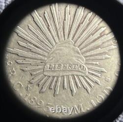 1895 Mexico 8 Reales Cn Am Culiacán Mint Silver Mexican Libertad Coin