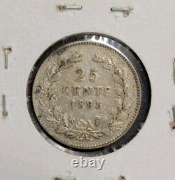 1895 Netherlands 25 Cents, KM 115, Slanted Halberd Mintmaster's Mark, Rare Key