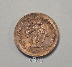 1897 Thailand 2 1/2 Satang World Coin Siam Thai Rama V Elephants RS116