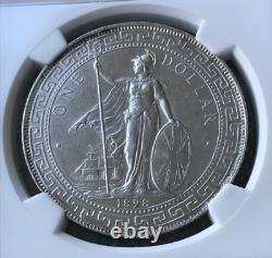 1898-B Great Britain Silver Trade Dollar NGC AU Details Surface Hairlines