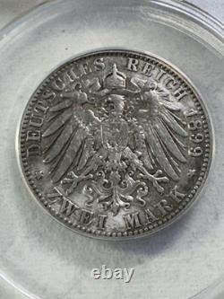 1899-G German States Baden 2 Marks Graded XF 40 Details Cleaned by ANACS