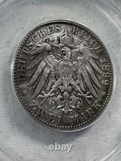 1899-G German States Baden 2 Marks Graded XF 40 Details Cleaned by ANACS
