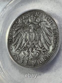 1899-G German States Baden 2 Marks Graded XF 40 Details Cleaned by ANACS