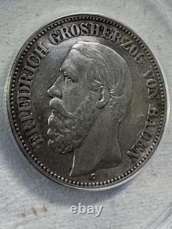 1899-G German States Baden 2 Marks Graded XF 40 Details Cleaned by ANACS