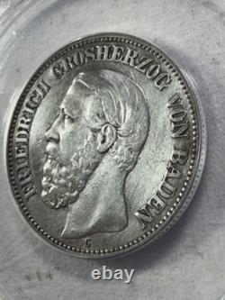 1899-G German States Baden 2 Marks Graded XF 40 Details Cleaned by ANACS