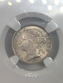 1899 Straits Settlements Victoria 10-C Cents Silver World Coin NGC MS-63 RARE