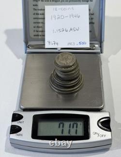 18-Coin Imperial Silver Lot 71.7g. 1.15 ozt ASW. 1920-1946. R07