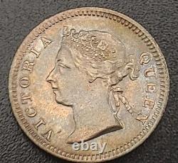 1900 5 Cents Straits Settlement Toned Silver Coin AU KM10