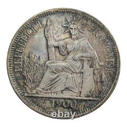 1900-A Silver Piastre Commerce French Indo-China Rare Crown Thaler Size Coin 12E