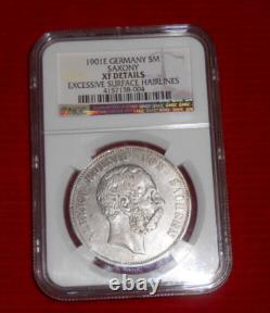1901 E Germany 5m Saxony Ngc Xf Details Excessive Surface Hairlines