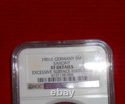 1901 E Germany 5m Saxony Ngc Xf Details Excessive Surface Hairlines