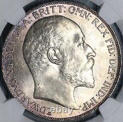 1902 NGC MS 64 Great Britain Edward VII Crown 256k Dragon Silver Coin 24071301C