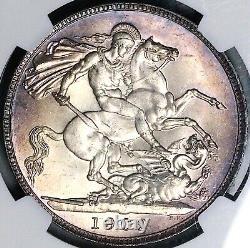 1902 NGC MS 64 Great Britain Edward VII Crown 256k Dragon Silver Coin 24071301C