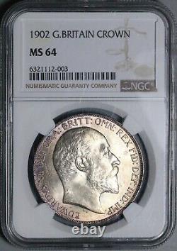 1902 NGC MS 64 Great Britain Edward VII Crown 256k Dragon Silver Coin 24071301C