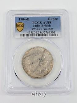 1904-B India British Rupee SW-7.25 Prid-200 PCGS AU58