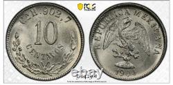 1904 Cn H Mexico 10 Centavos Silver Coin Pcgs Ms64, Only One Porpulation