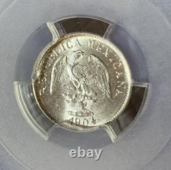 1904 Cn H Mexico 10 Centavos Silver Coin Pcgs Ms64, Only One Porpulation