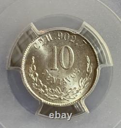 1904 Cn H Mexico 10 Centavos Silver Coin Pcgs Ms64, Only One Porpulation