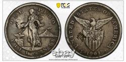 1904 S Philippines Peso Silver Coin Pcgs Vf With Chinese Chopmark