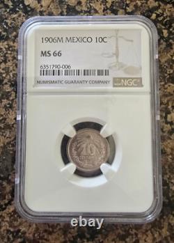 1906-M Mexico 10 Centavos NGC MS66? Silver Beauty High Grade Gem