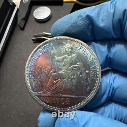 1908 French Indochine Piastre De Commerce KM # 5a. 1 Silver Collectible Old Coin