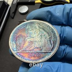1908 French Indochine Piastre De Commerce KM # 5a. 1 Silver Collectible Old Coin