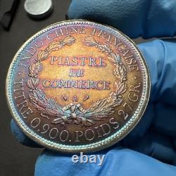 1908 French Indochine Piastre De Commerce KM # 5a. 1 Silver Collectible Old Coin