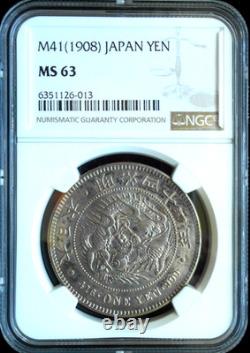 1908 Japan Yen Silver Ngc Ms63