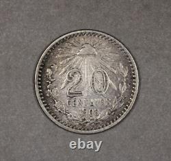 1908 Mexico Silver 20 Centavos Key Date