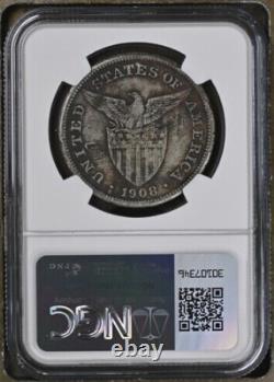 1908 S US/Philippines Peso Manila Bay War Salvage NGC Genuine Silver Coin WWII