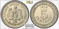1909 M Mexico 5 Centavos Coin PCGS AU50 Nickel Coin KM# 421