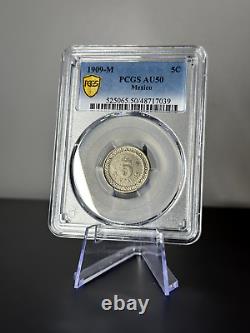 1909 M Mexico 5 Centavos Coin PCGS AU50 Nickel Coin KM# 421