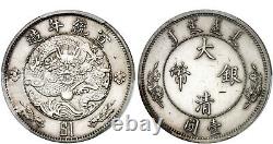 1910 China Empire Silver Dollar Dragon Coin Lm-24 K-219 PCGS UNC Detail Rare